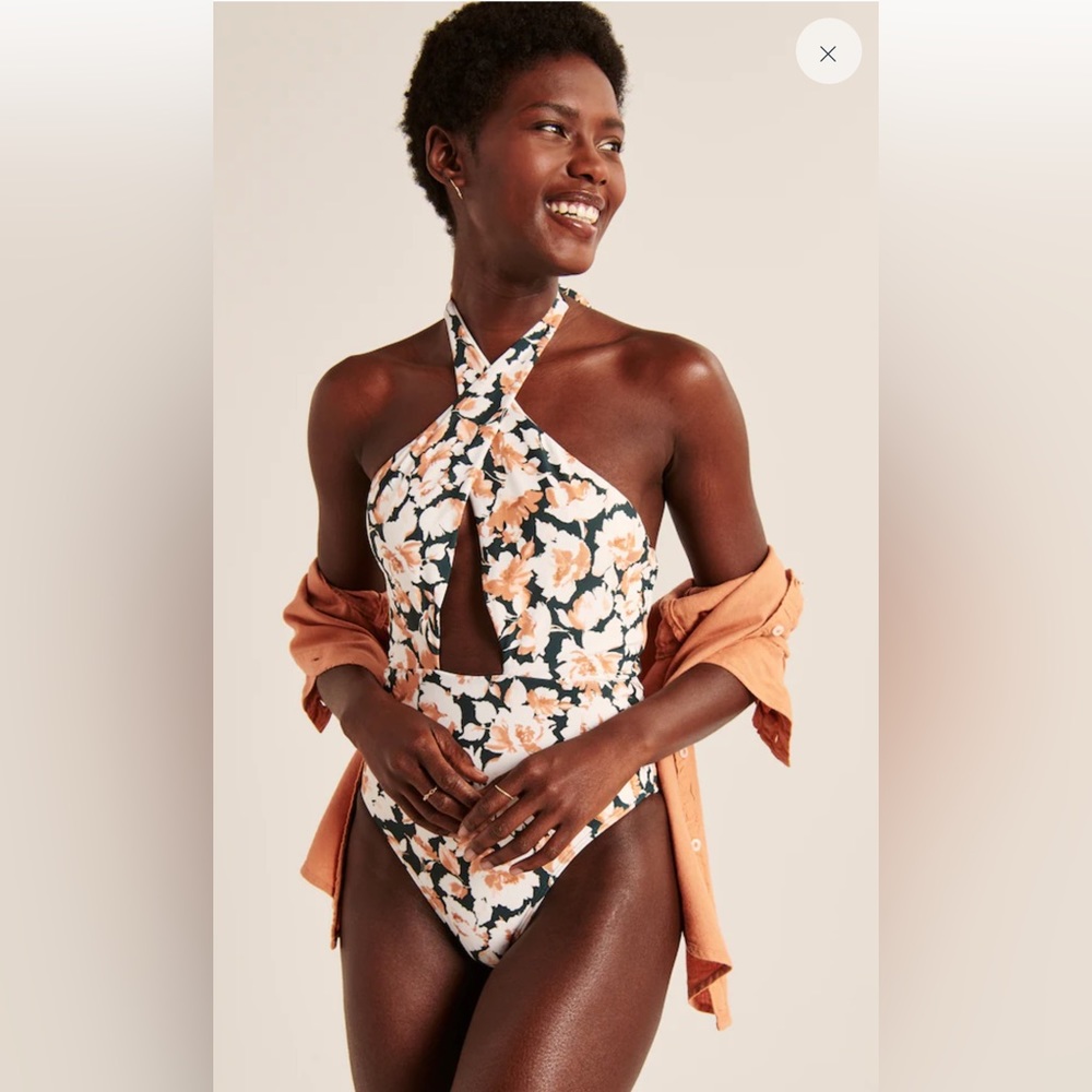 ABERCROMBIE Cross Halter Cutout One-Piece Swimsuit NWT